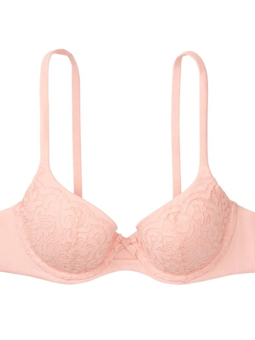 Victoria's Secret Body By Victoria Lined Demi Bra 34C Light Pink Lace